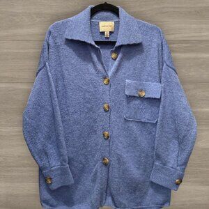 Industry Blue Button Front Cardigan Shacket Oversized Cozy Knit Jacket S/M